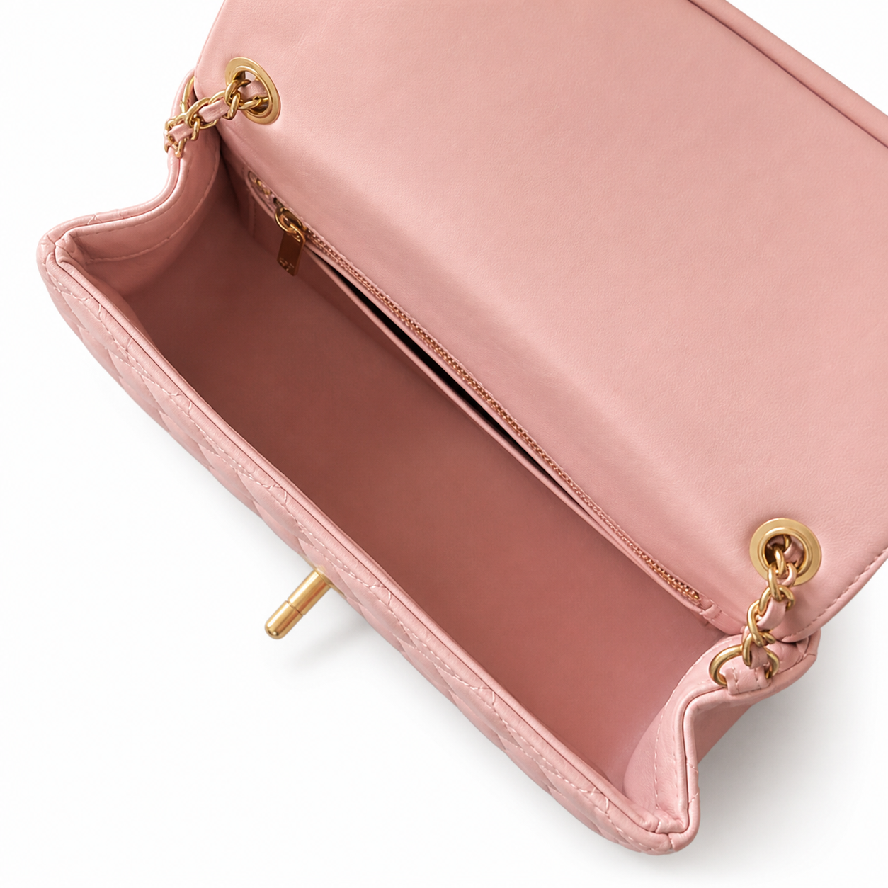 Chanel Classic Flap Bag | CC Turn-Lock Gold Chain Lambskin Satin Interior — 13x20cm