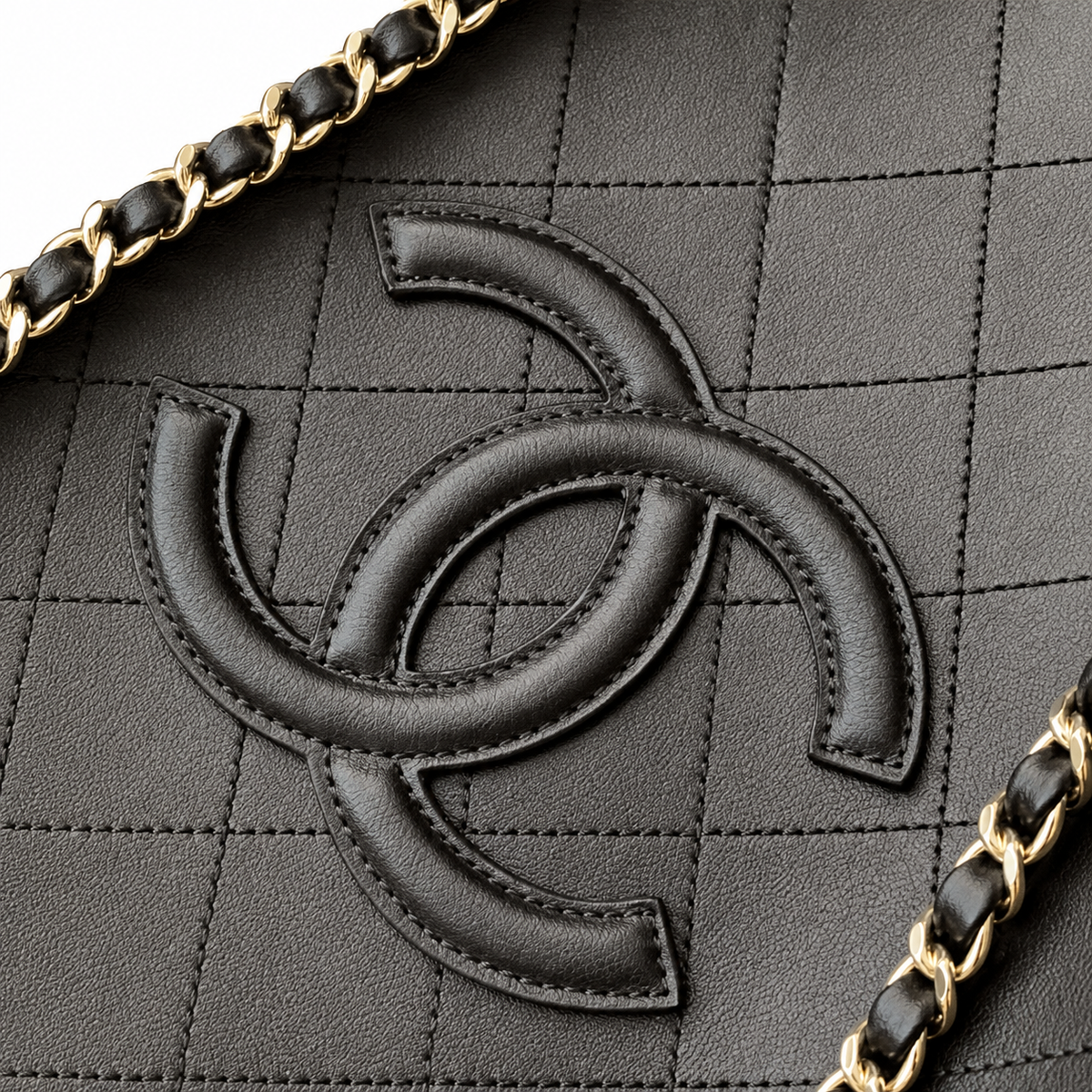 Chanel Black Caviar Leather Large Quilted Shopper Tote | Dual Handles & Gold CC Chain