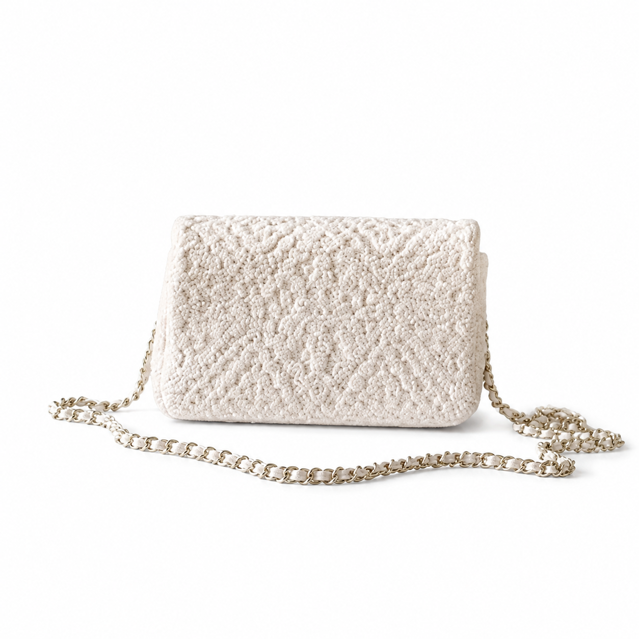 Chanel Ivory Beaded Embroidery Flap Bag | Full-Surface Floral Beadwork & Champagne Gold Hardware