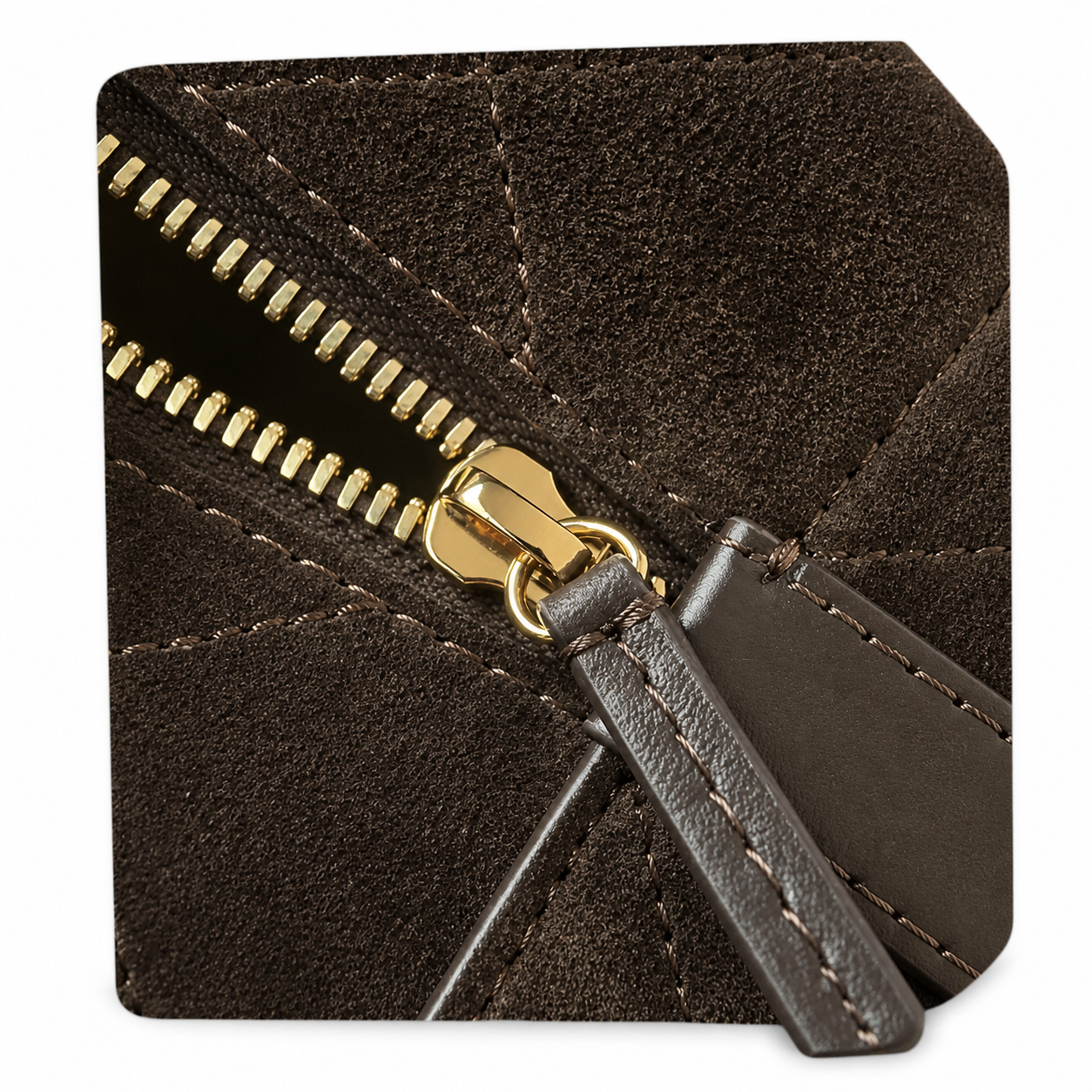 Chanel Bowling Bag Espresso Brown Diamond-Quilted Suede | CC Charm Zip Pull & Loop Handles — 29cm