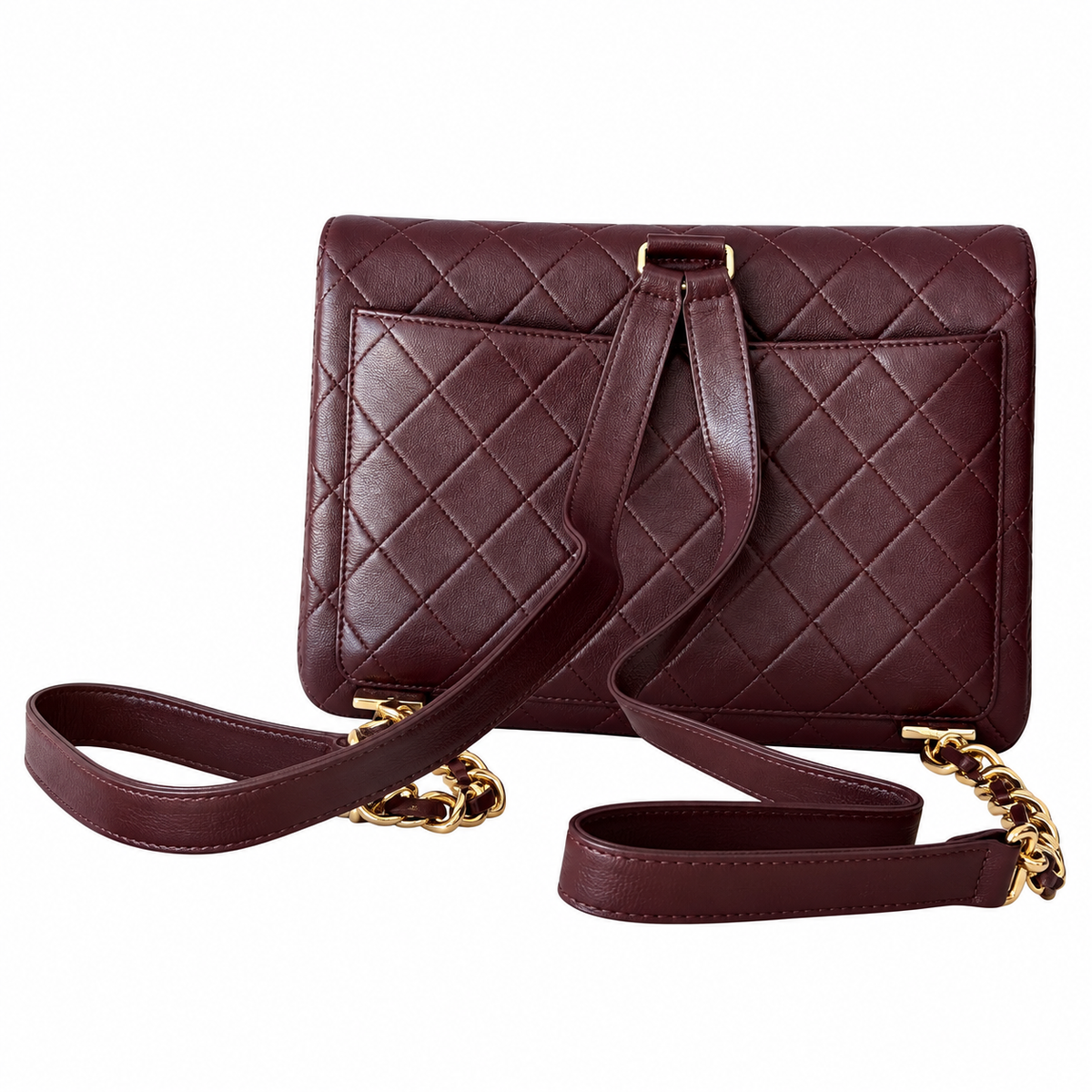 Chanel Quilted Lambskin CC Turn-Lock Backpack Burgundy Gold 28cm