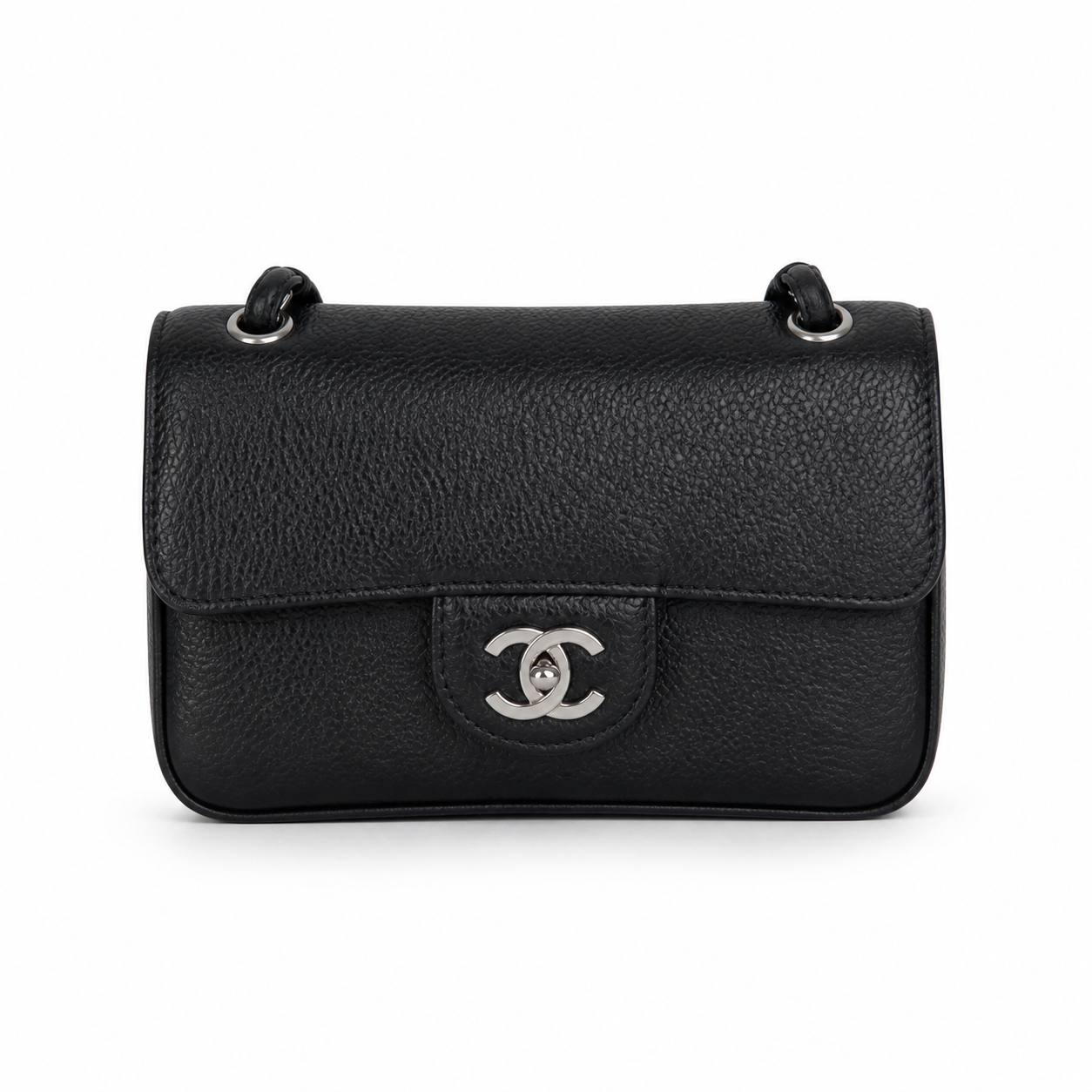 Chanel Classic Quilted Mini Flap Bag | CC Turn-Lock Leather Chain Strap — 13cm