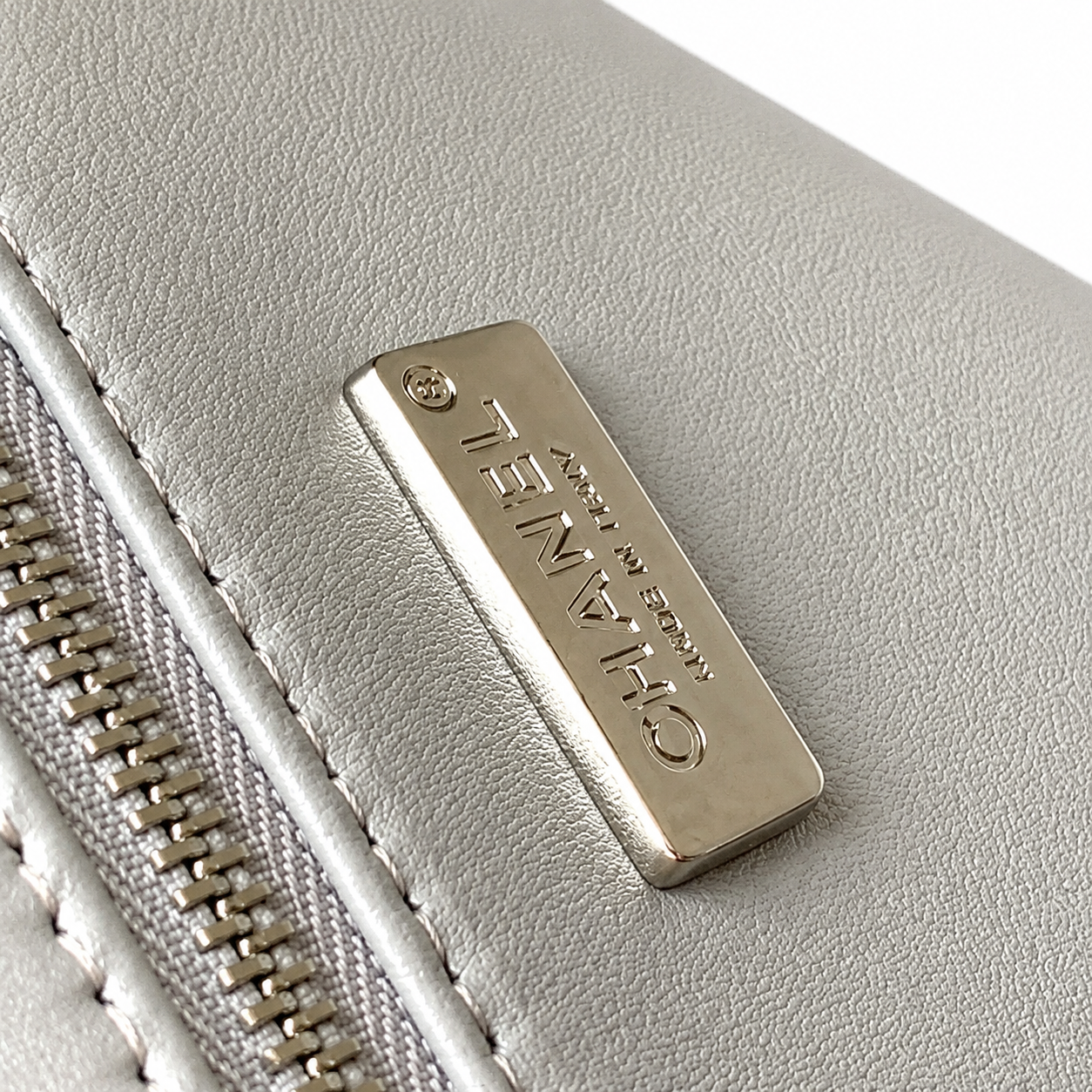 Chanel Silver Ring-Sequin on Grey Bouclé Flap Bag | Three-Register Monochrome Surface & Full Silver-Grey Tonal System