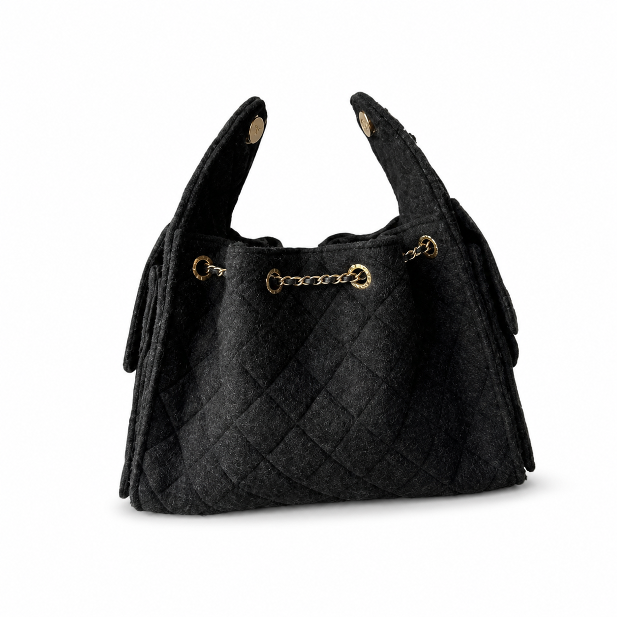Chanel Classic Quilted Handbag | CC Turn-Lock Rigid Top Handle Chain Strap — 30x26cm