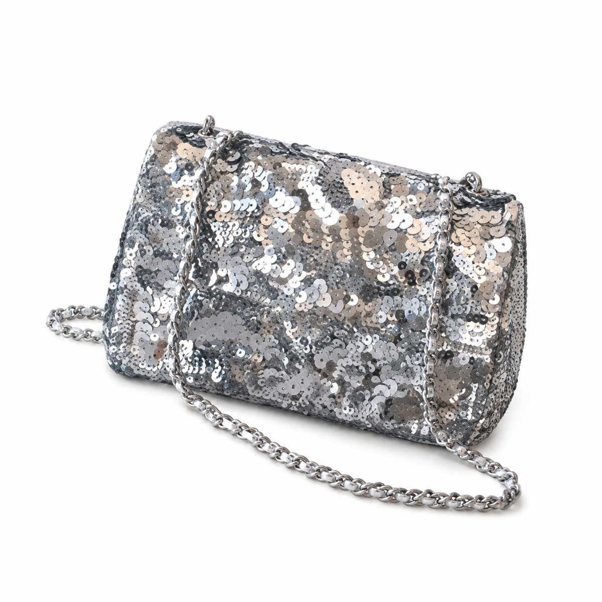 Chanel Silver & Gold Large Mirror Sequin Medium Flap Bag