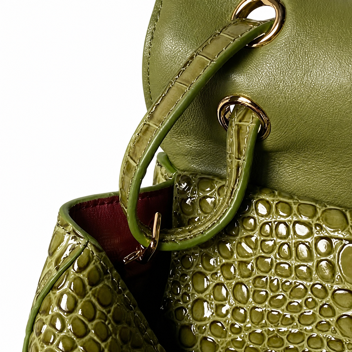 Chanel Classic Double Flap Bag Olive Green Crocodile-Embossed Leather | Gold CC — 32cm