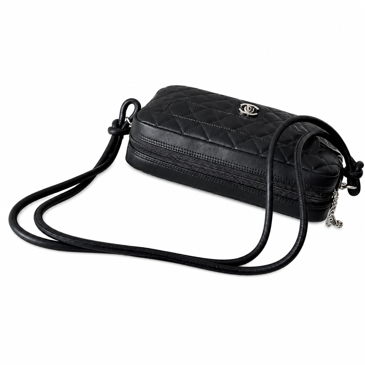 Chanel Quilted CC Wide Top Handle Bag | Detachable Chain — 27cm
