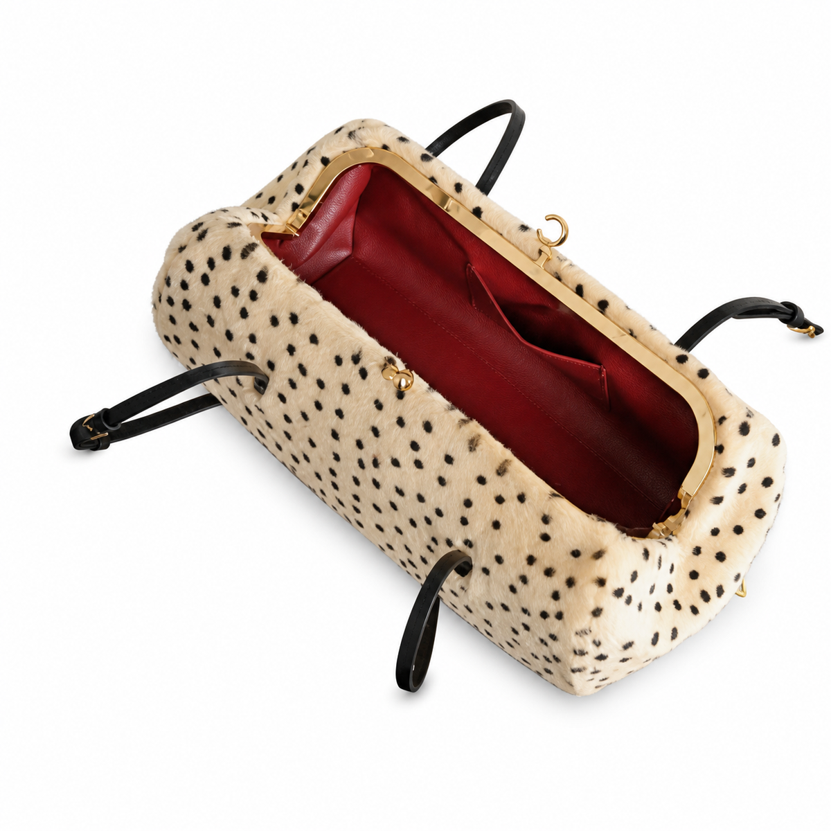 Chanel CC Polka Dot Shearling Flap Tote | Cream & Black Gold CC — 36cm