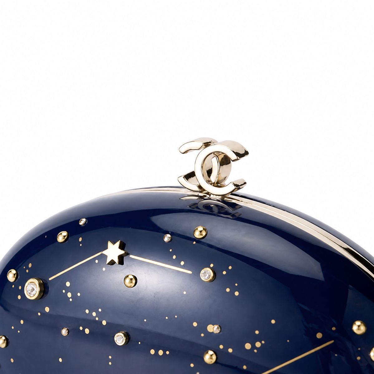 Chanel CC Scorpius Constellation Egg Minaudiere | Navy & Gold Star Map