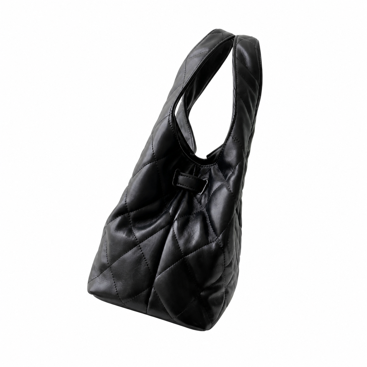 Chanel Black Quilted Lambskin Large Hobo Bag with CC Emblem & Decorative Chain