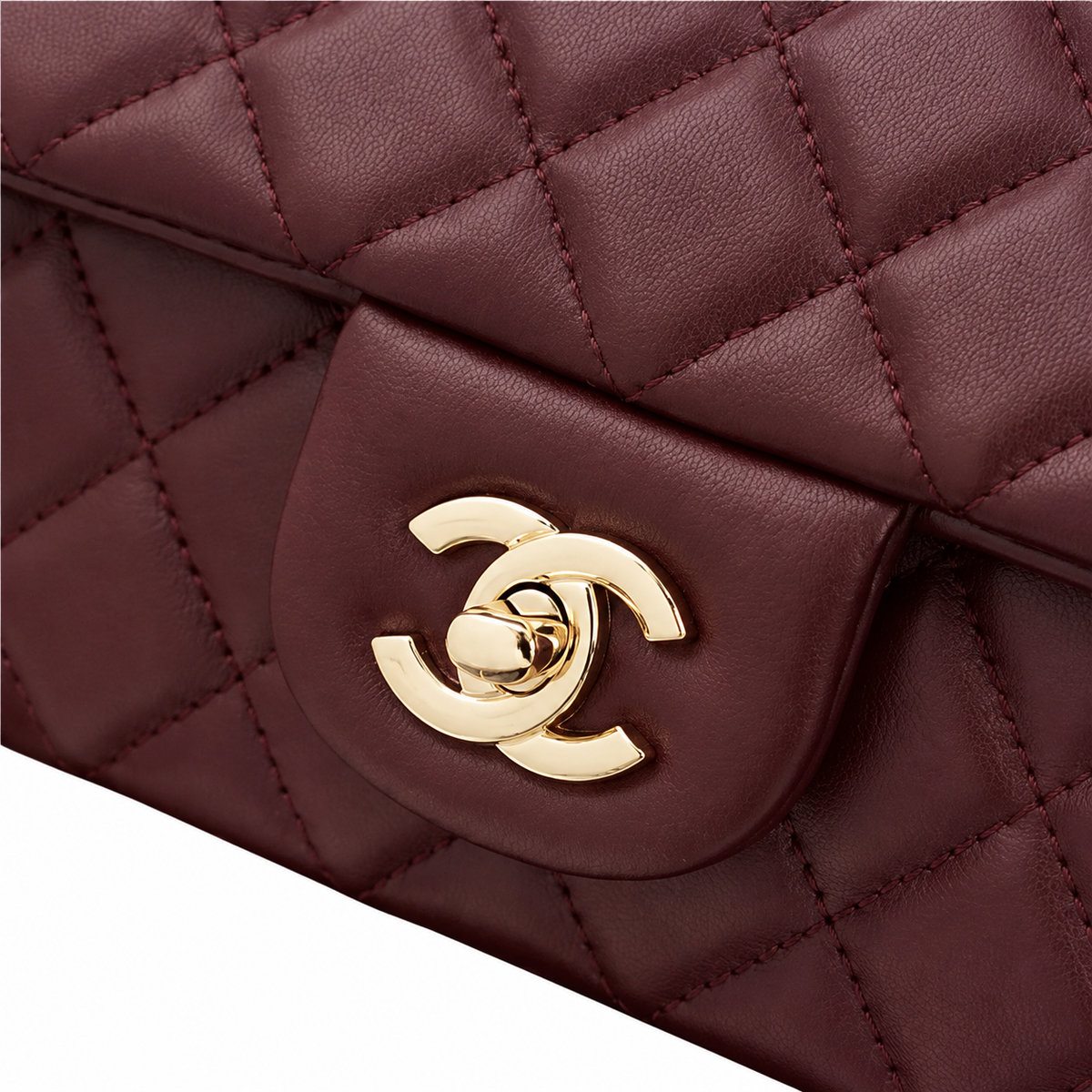 Chanel Oxblood Large Diamond-Quilted Lambskin Flap Bag | Top Handle & Tonal Chain