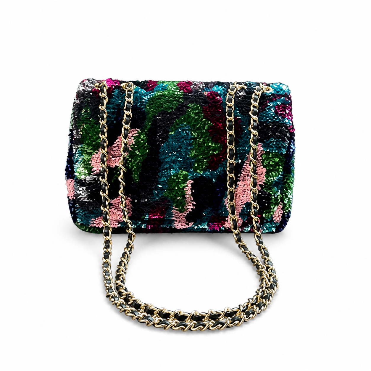 Chanel Multicolor Rainbow Sequin Mini Flap Bag | Gold CC & Chain — 21cm