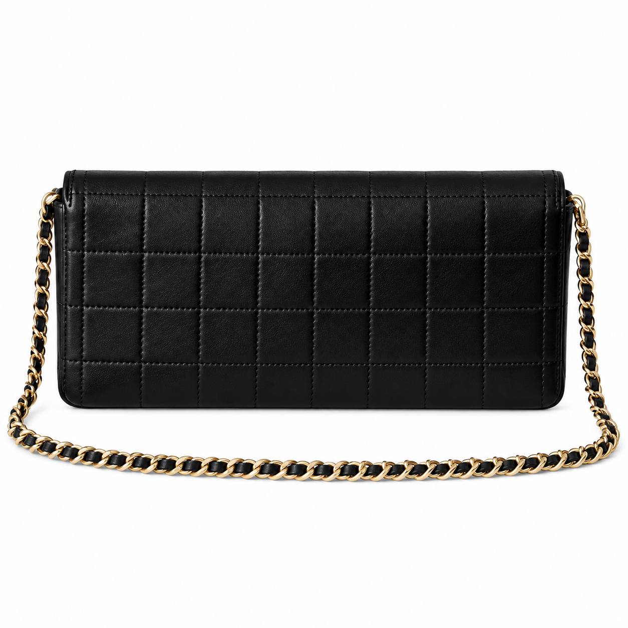 Chanel Square Quilted Lambskin East West Flap Bag Black 26cm