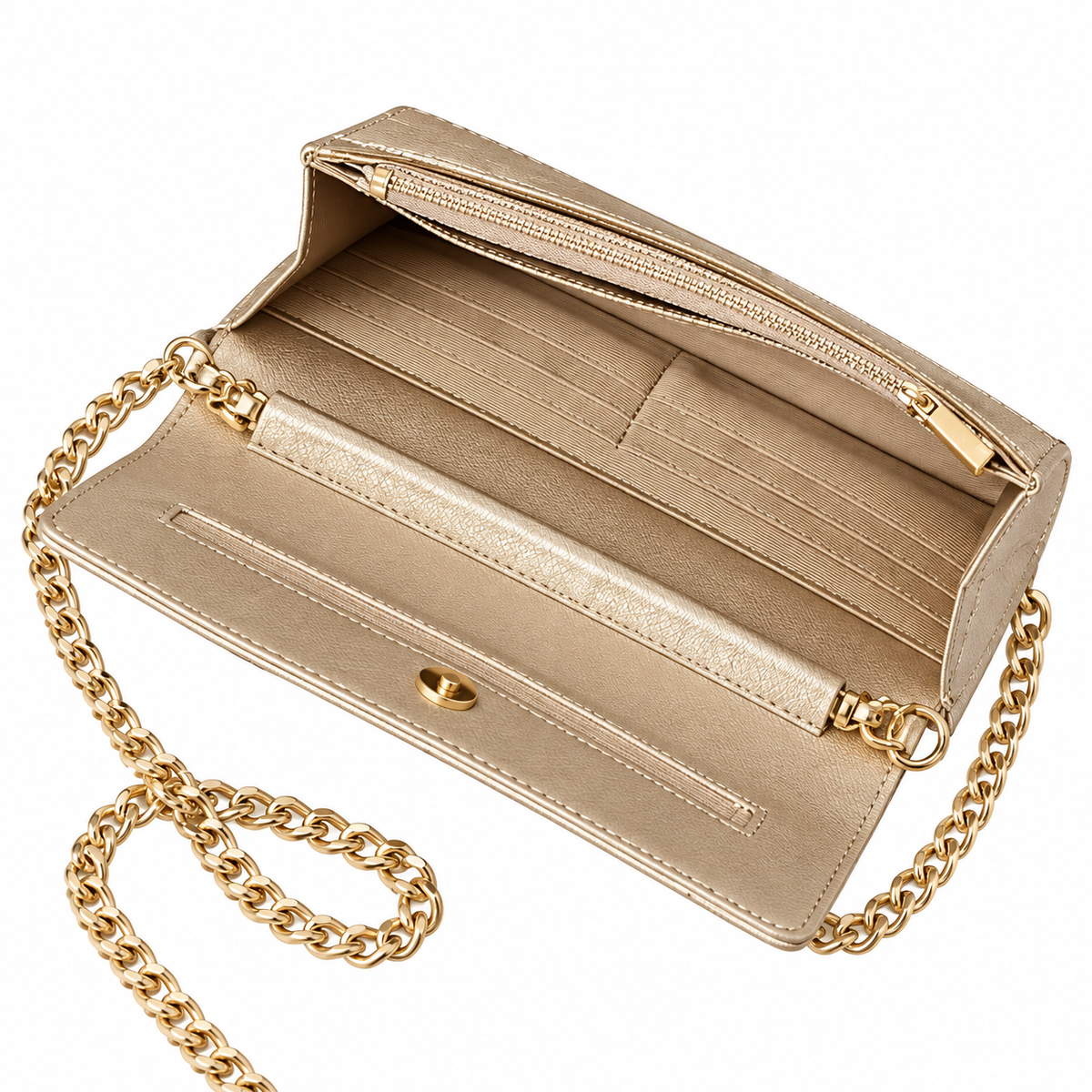 Chanel Wallet on Chain Quilted Metallic Caviar Champagne Gold 19cm