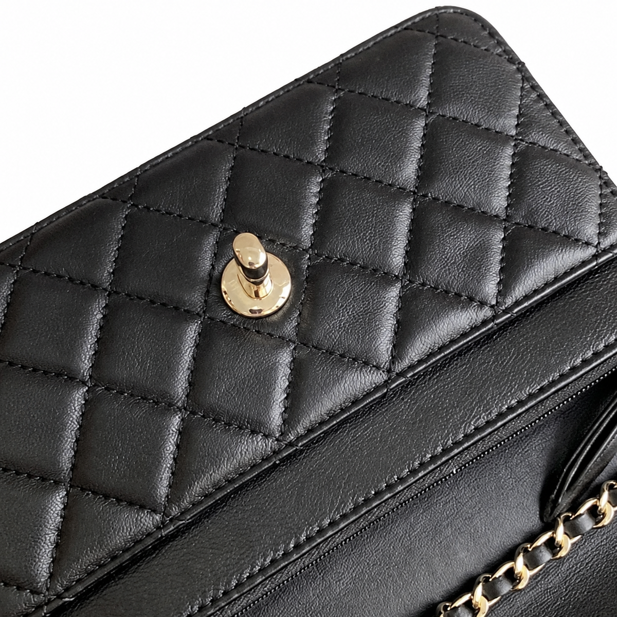 Chanel Black Quilted Lambskin Flap Bag with Crystal Frame Bar & Silver Chain