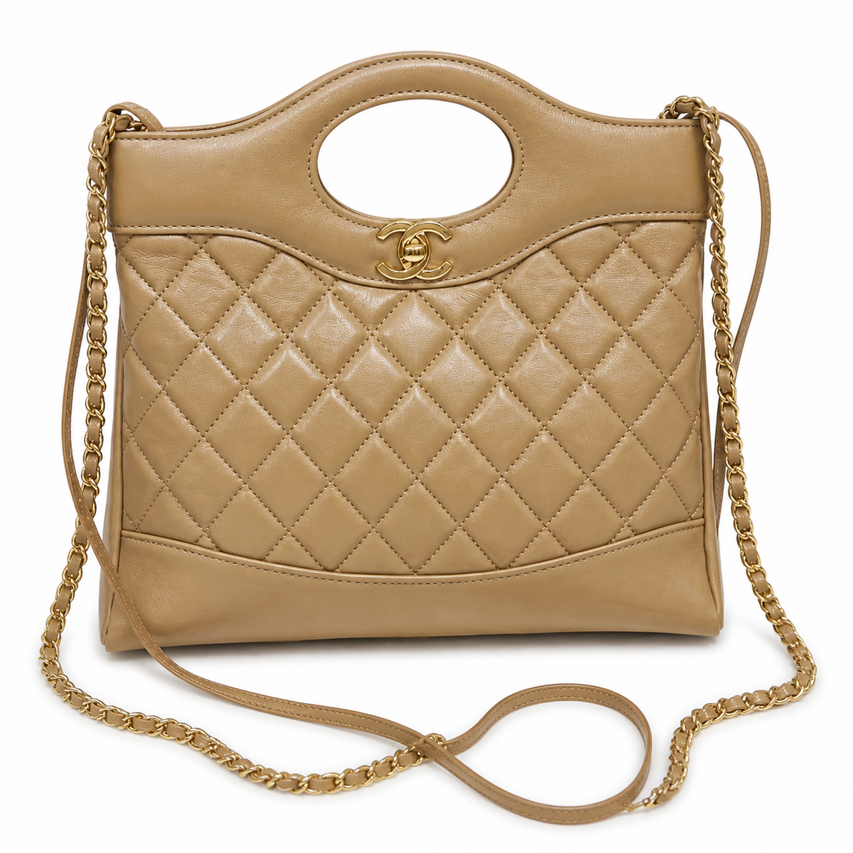 Chanel Classic Quilted Flap Bag | CC Turn-Lock Leather Chain Strap — 22x23cm