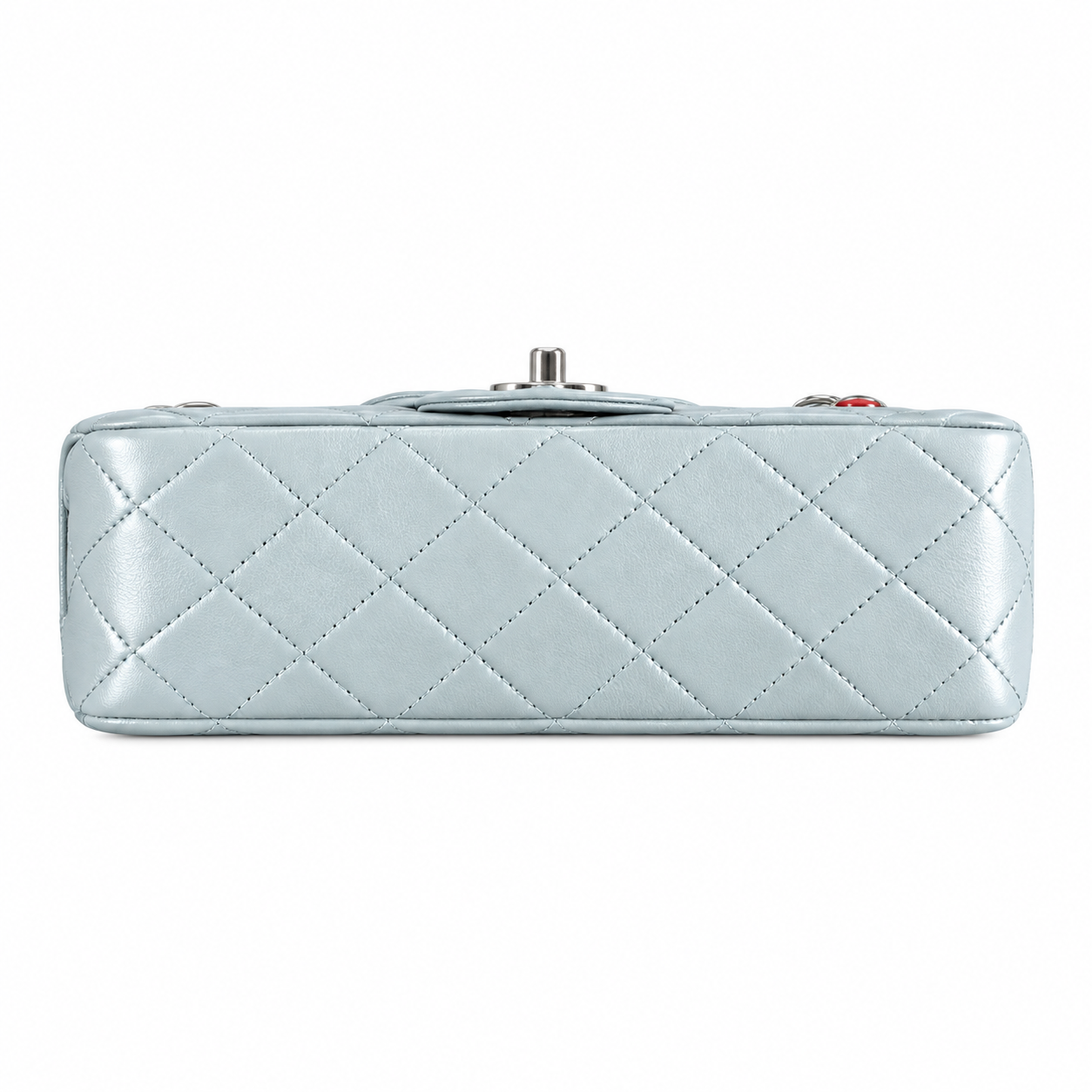 Chanel Mini Classic Flap Space Charm Ice Blue Lambskin Silver 20cm