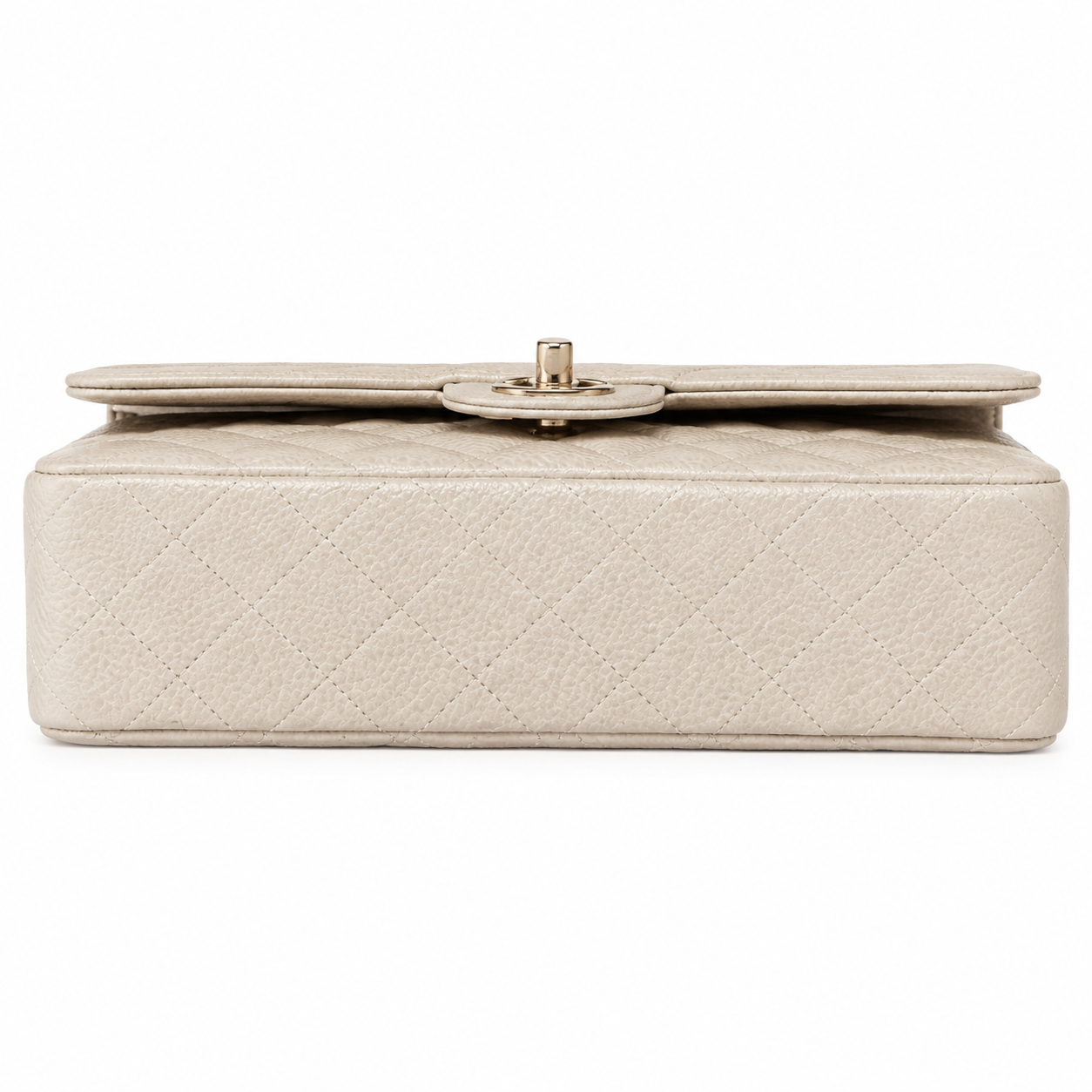 Chanel Ivory Lambskin Classic Medium Double Flap Bag | Silver CC Turn-Lock & Silver Chain