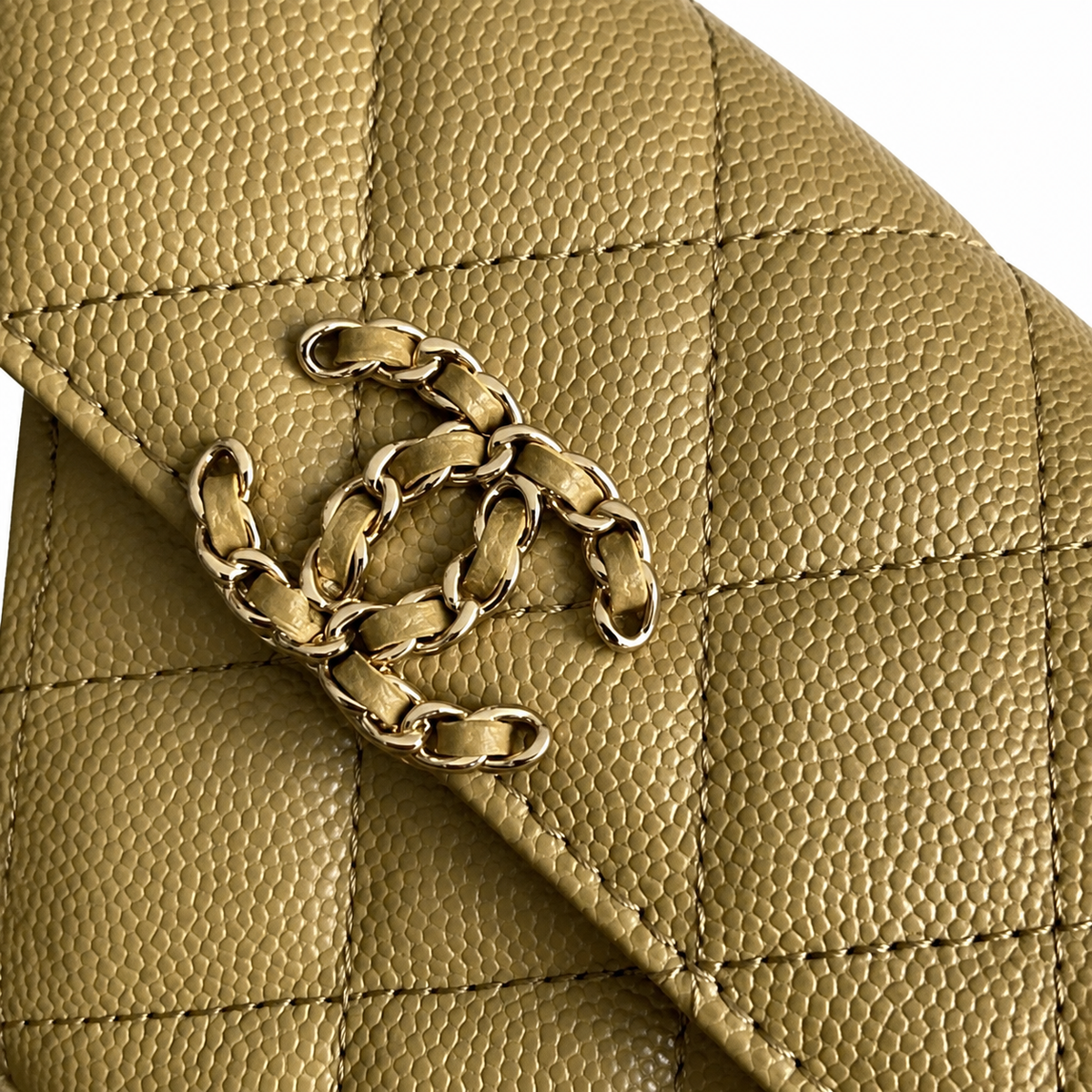 Chanel Olive Green Caviar Quilted Mini Top Handle Flap Bag
