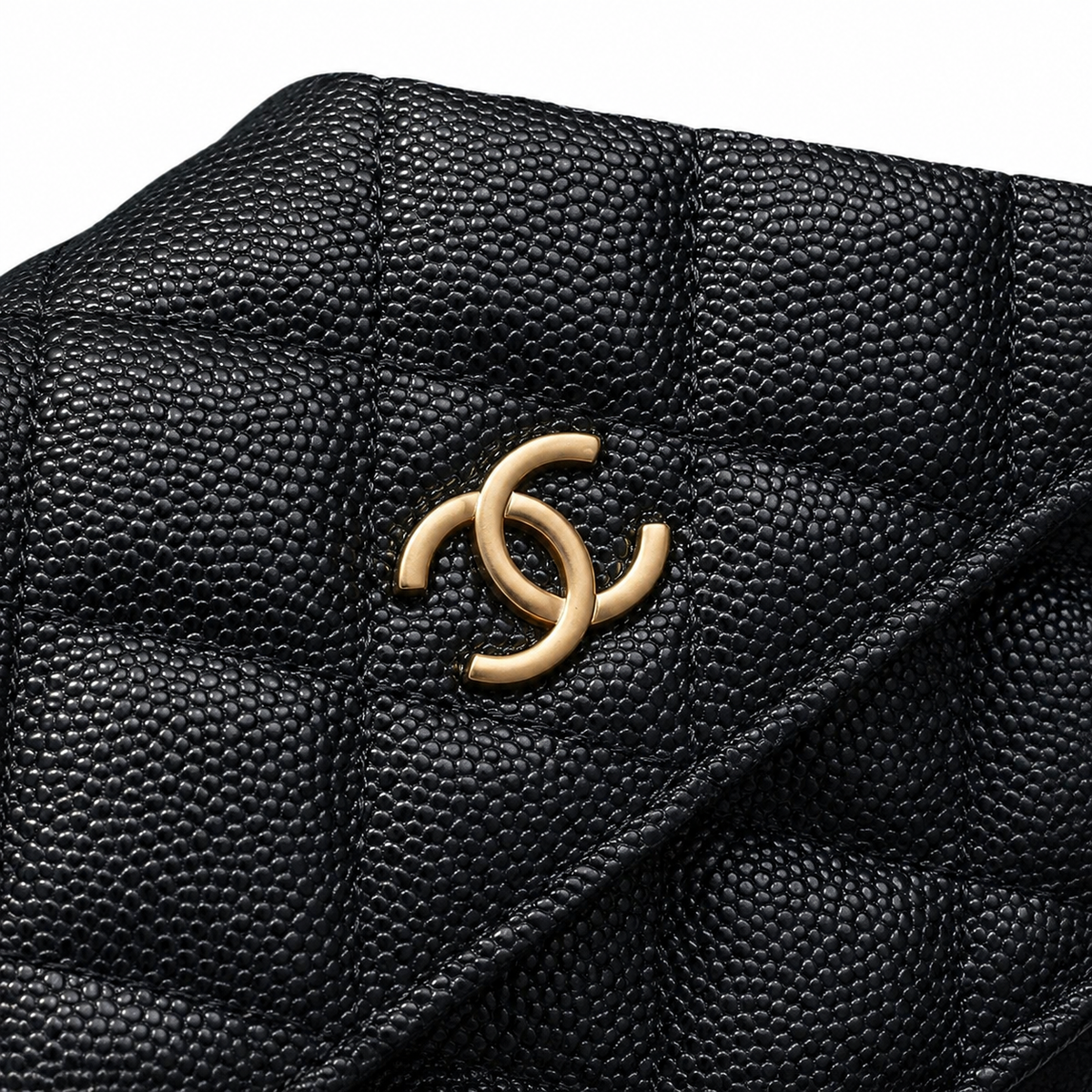 Chanel Black Quilted Caviar Mini Flap Bag | Top Handle & Gold Chain