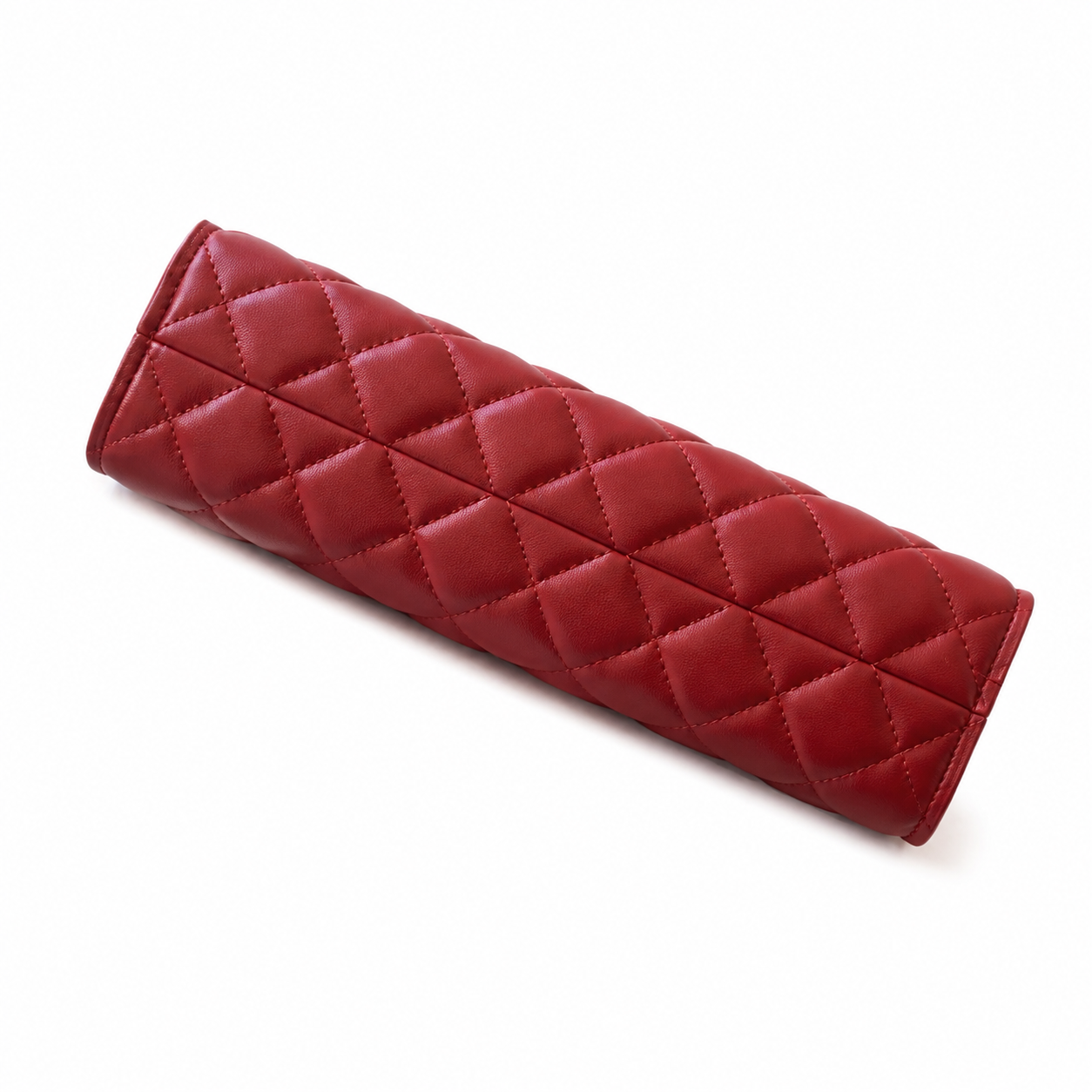 Chanel Quilted Lambskin Top Handle Tote | Gold Ring Burgundy Red — 14x22cm