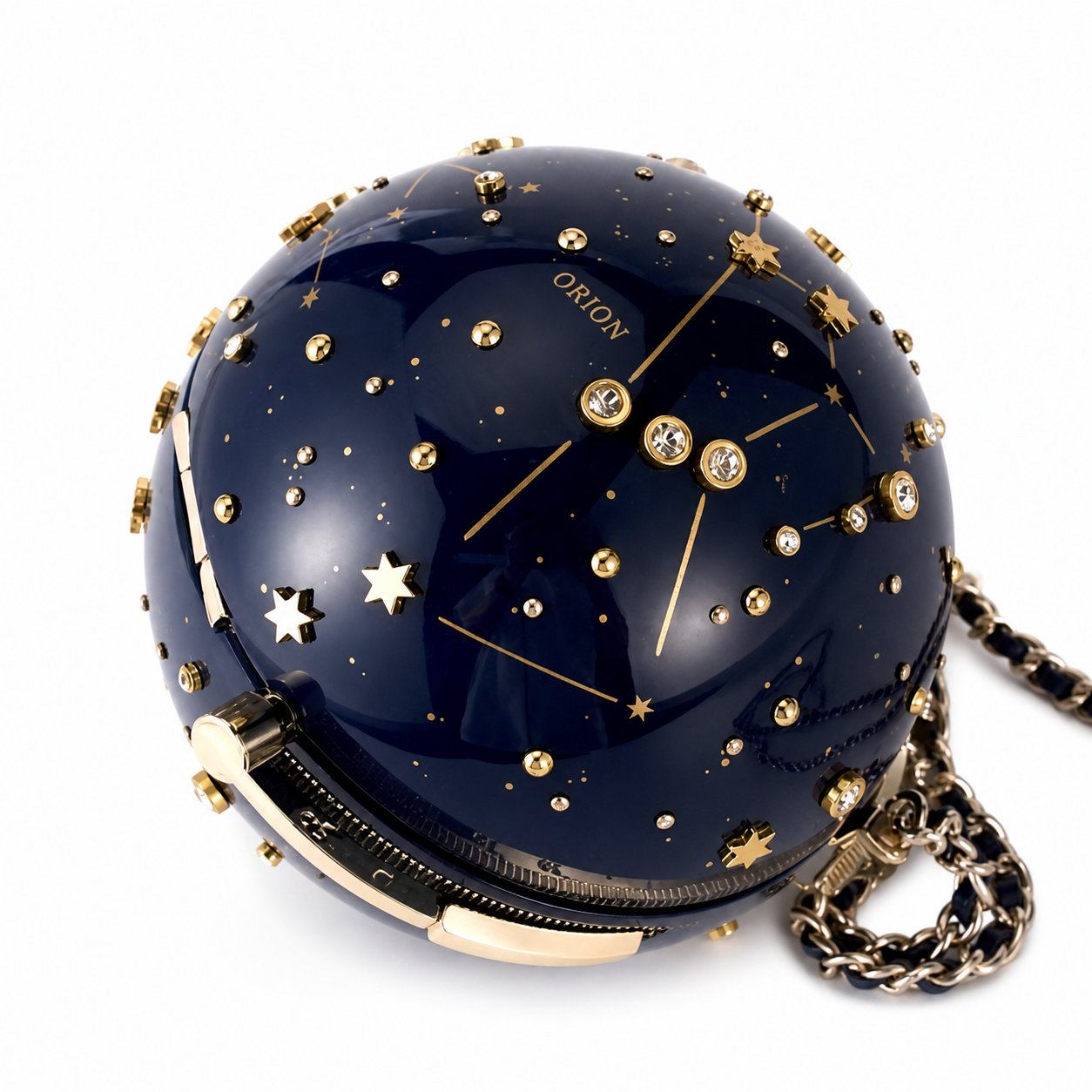 Chanel CC Taurus Constellation Egg Minaudiere | Navy & Gold Star Map