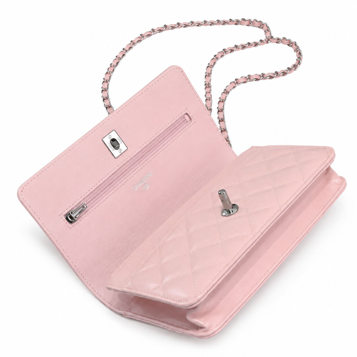 Chanel Pink Quilted Lambskin Flap Bag | Silver CC Chain Top Handle