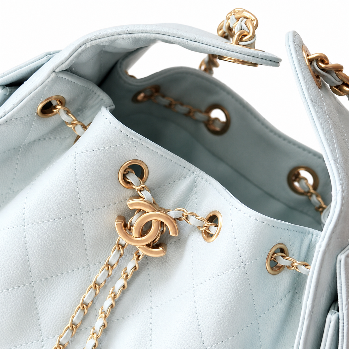 Chanel Classic Quilted Handbag | CC Turn-Lock Rigid Top Handle Chain Strap — 30x26cm