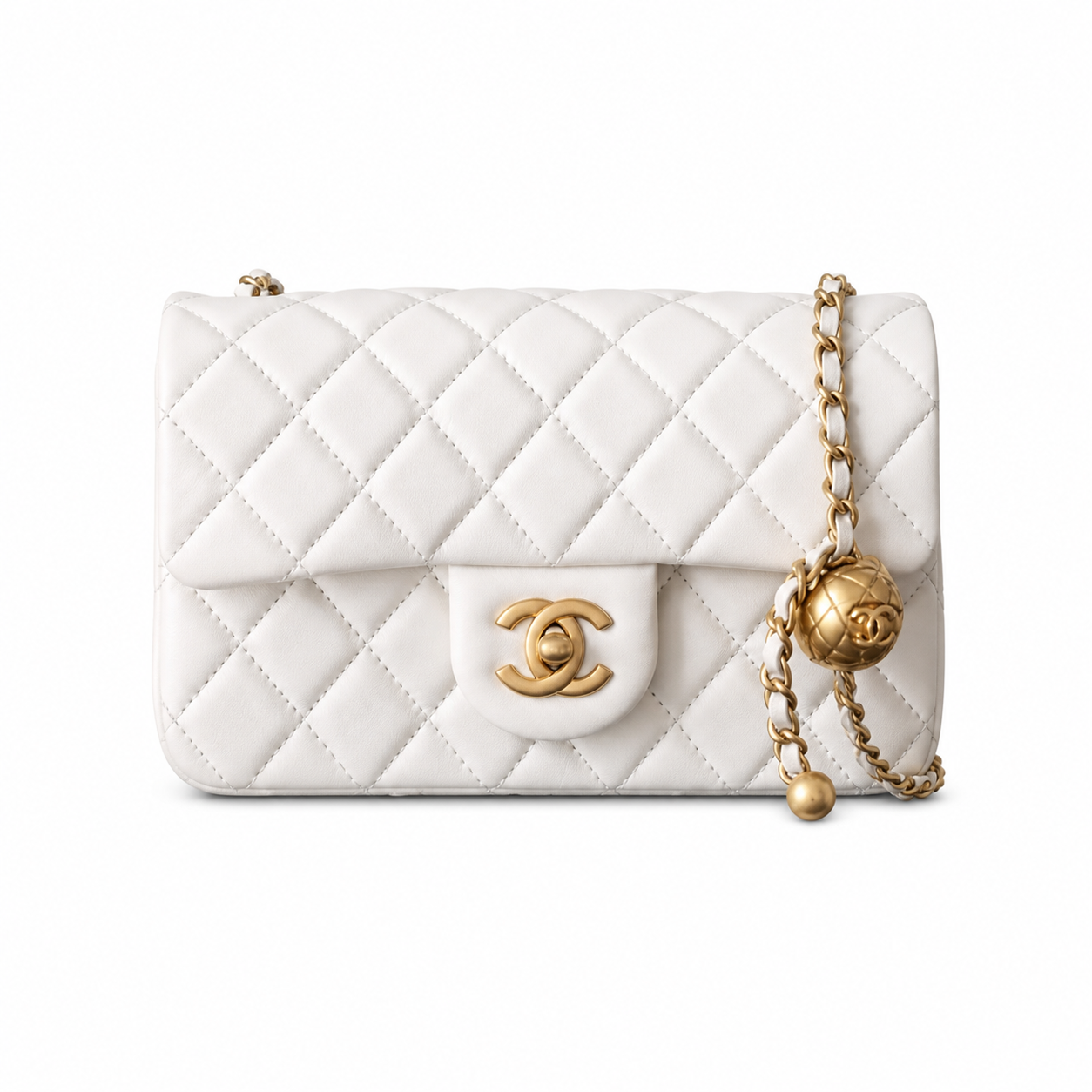 Chanel Classic Flap Bag | CC Turn-Lock Gold Chain Diamond Quilted — 23cm