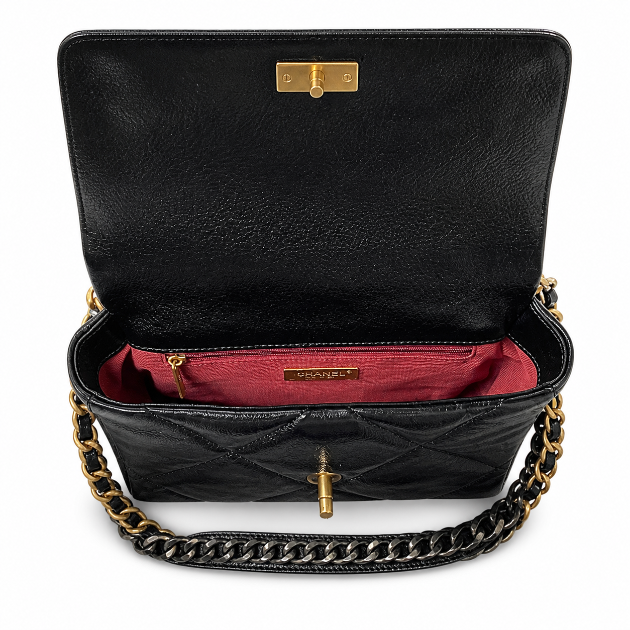 Chanel Classic Quilted Flap Bag | CC Turn-Lock Gold Hardware Leather Chain — 26cm