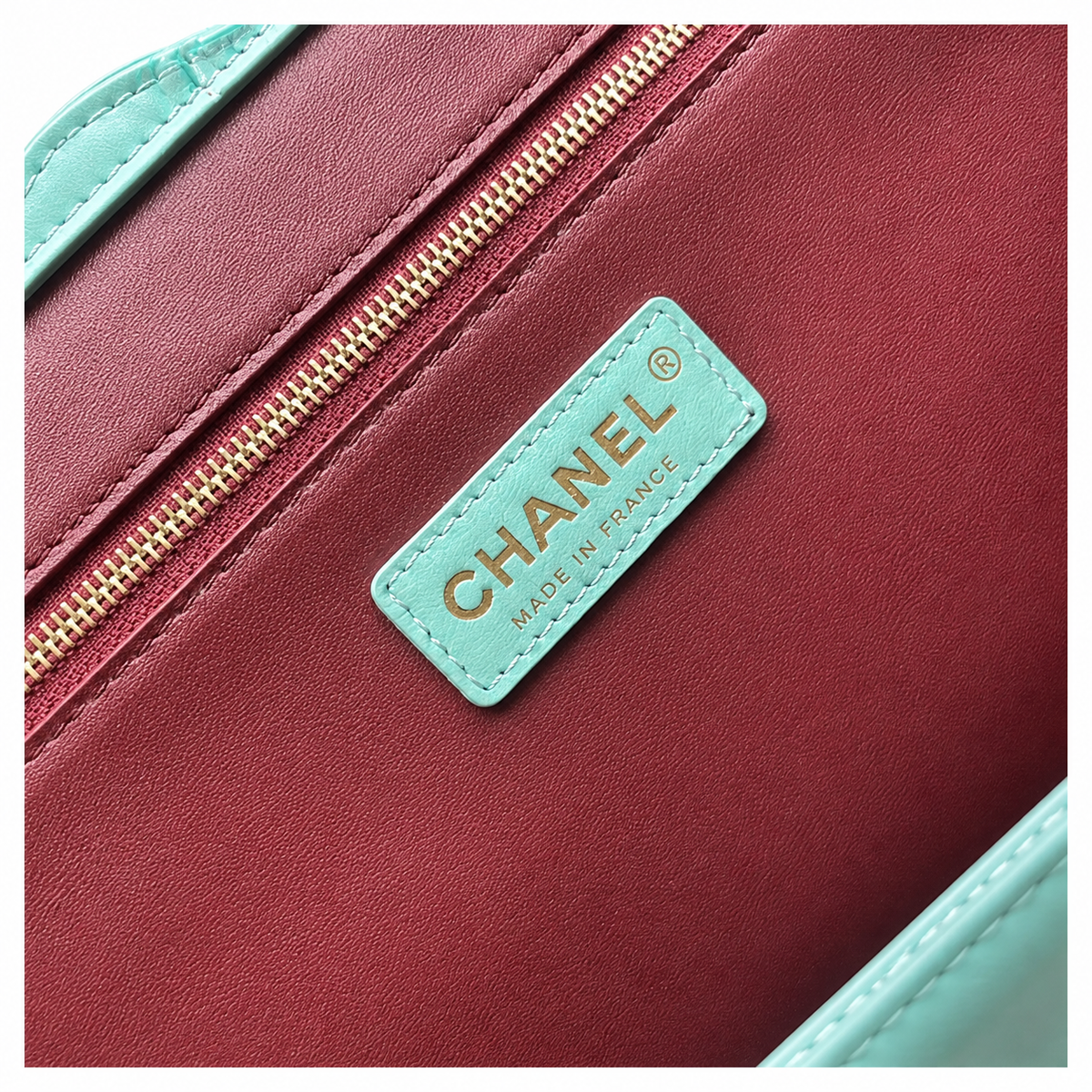 Chanel Mint Jade Croc-Embossed Large Shopping Tote | Gold CC Turn-Lock & Tonal Handles