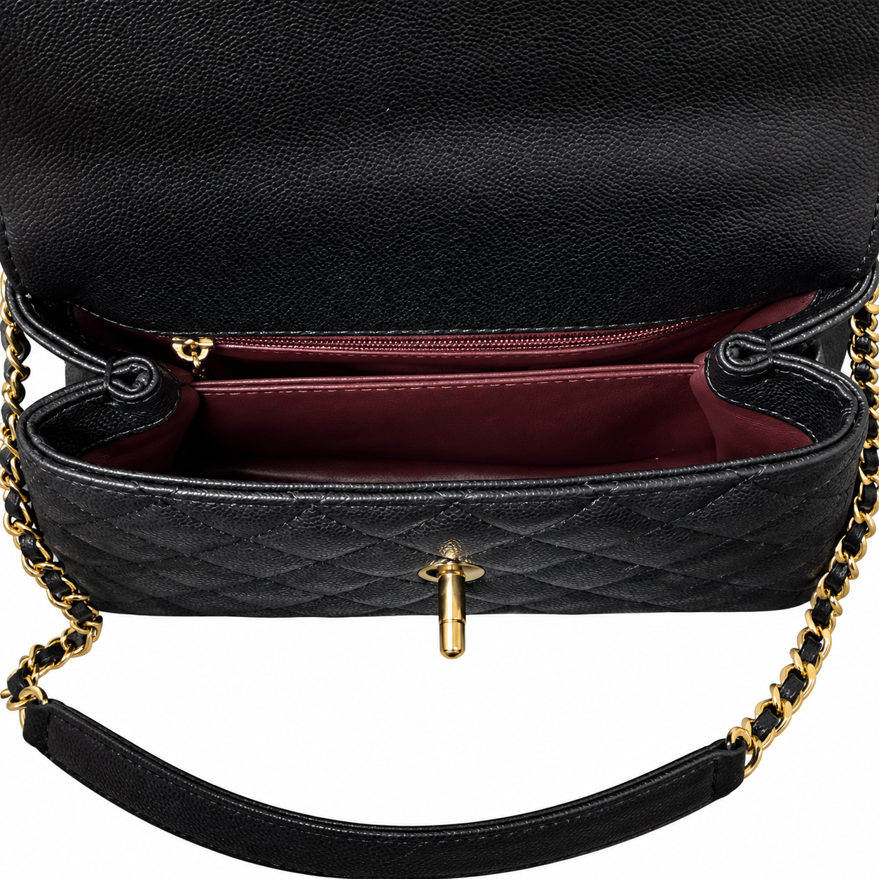 Chanel Coco Handle Quilted Caviar Top Handle Bag Black 23cm