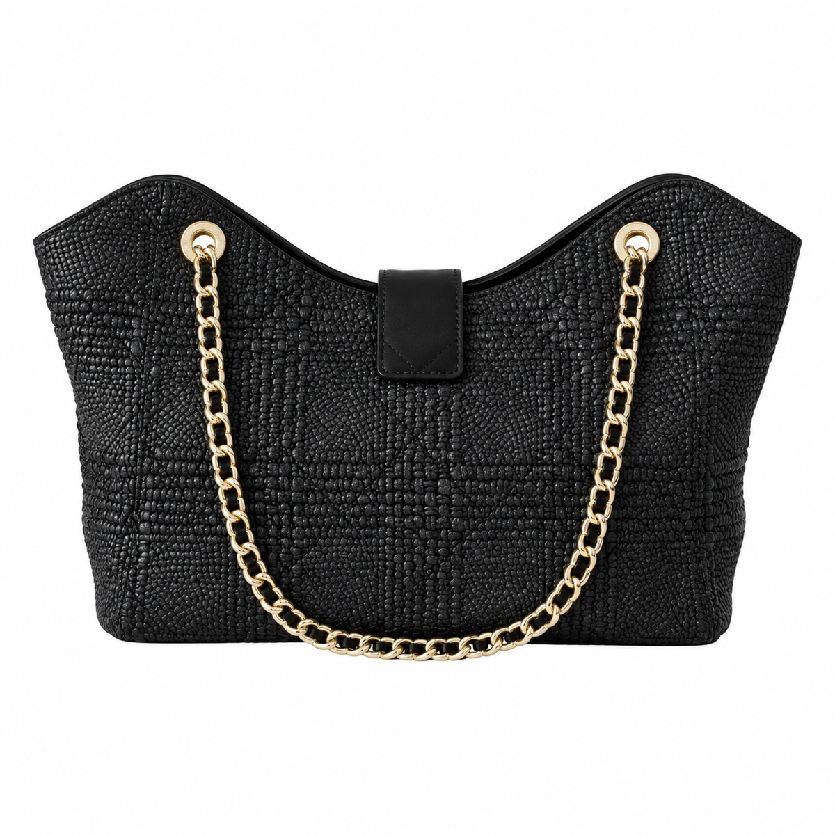 Chanel Raffia Woven CC Tote Bag Black 26×40×12cm