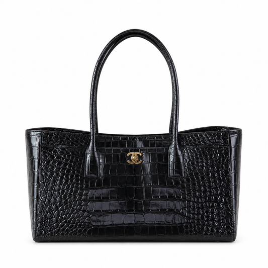 Chanel CC Quilted Oversized Tote | Gold Chain Handle — 39cm