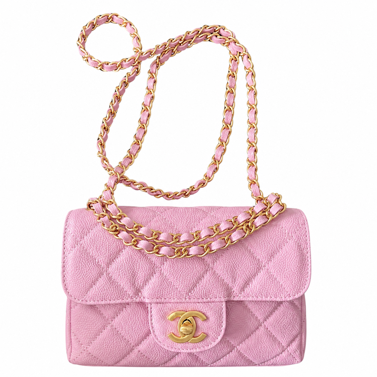 Chanel Classic Quilted Mini Flap Bag | CC Turn-Lock Chain Strap — 19cm