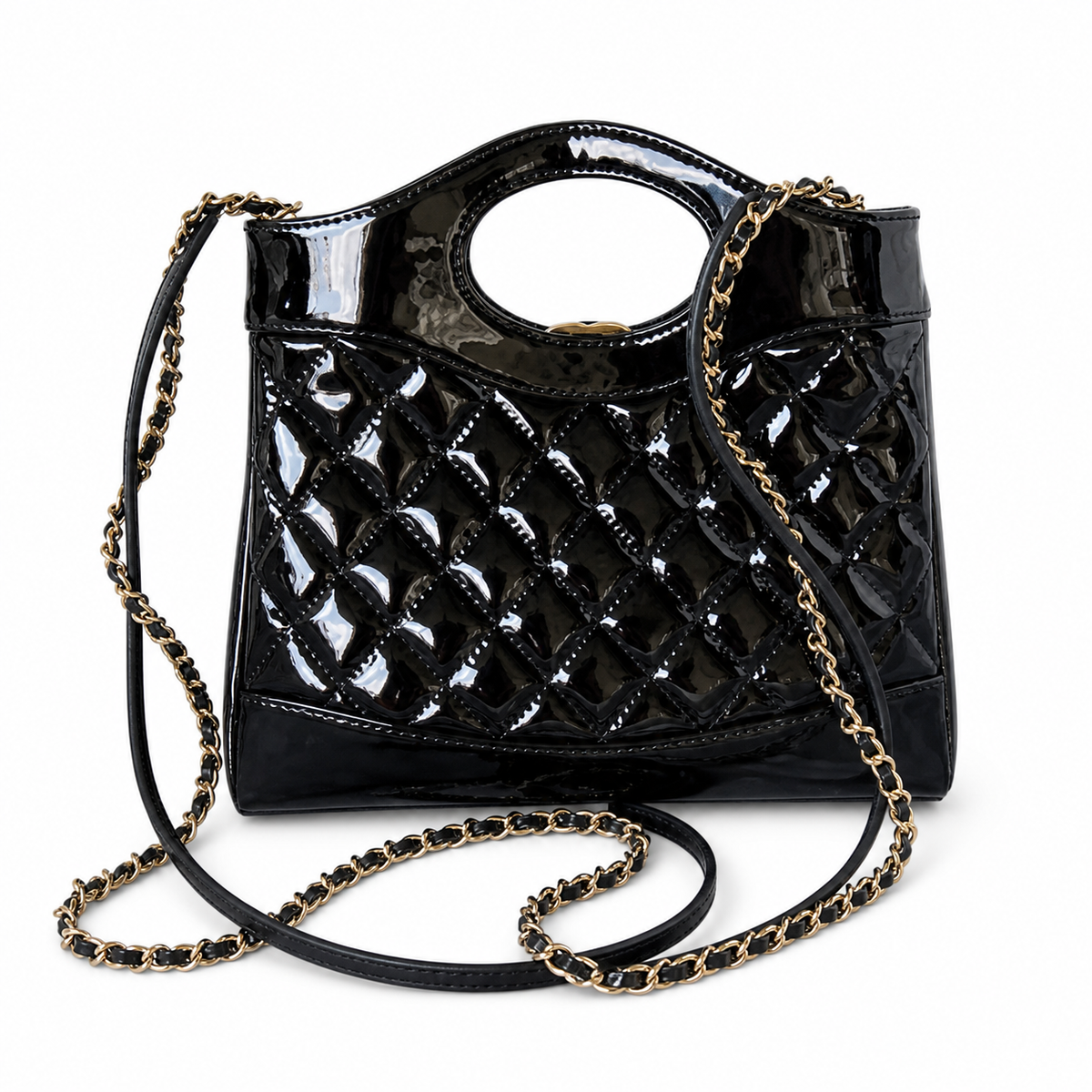 Chanel Classic Quilted Flap Bag | CC Turn-Lock Leather Chain Strap — 22x23cm