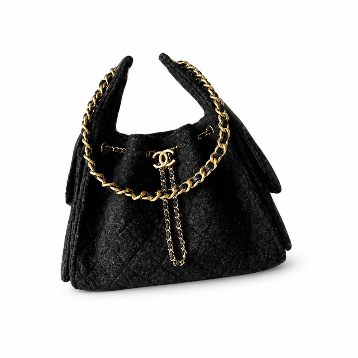Chanel Classic Quilted Handbag | CC Turn-Lock Rigid Top Handle Chain Strap — 30x26cm