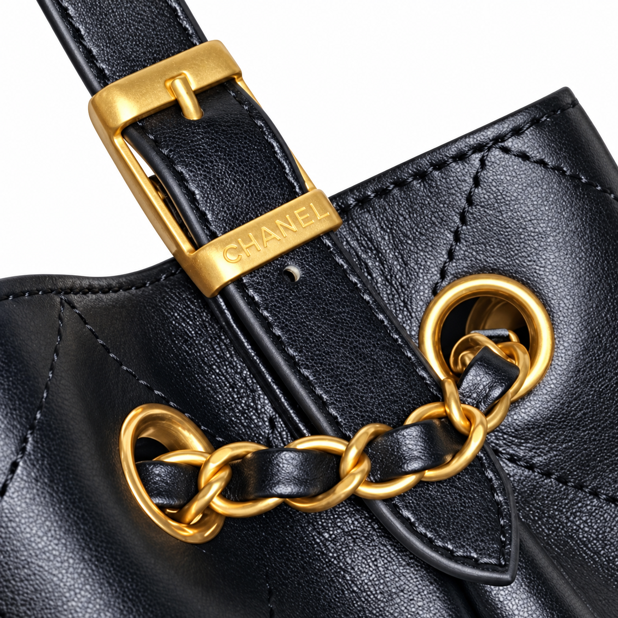 Chanel 24P Quilted Calfskin Hobo Bag Black 24×36×14cm