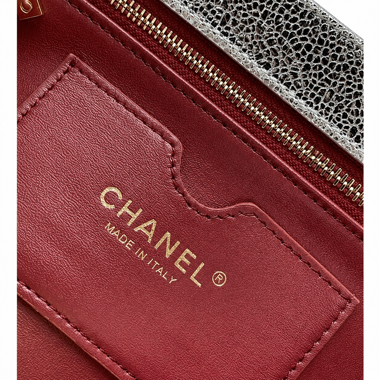 Chanel Silver Crinkled Metallic Envelope Bag | Chevron Quilting, Gold CC & Top Handle