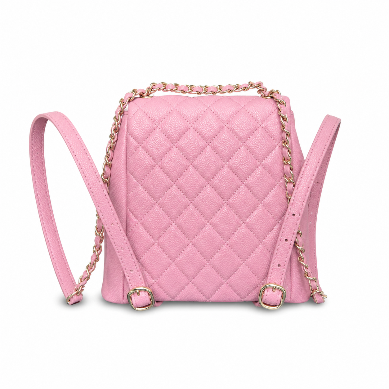 Chanel Duma Caviar Backpack | CC Turn-Lock Silver Chain Orchid Pink — 20.5x20cm