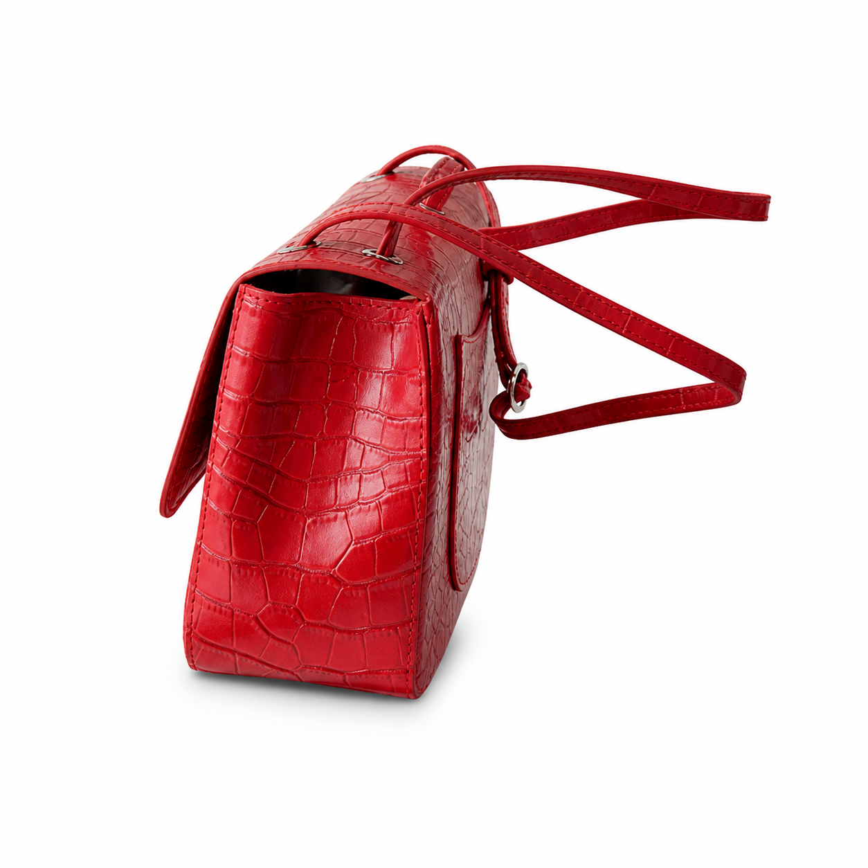 Chanel Business Affinity Bag Vivid Red Crocodile-Embossed Leather | Silver CC — 32cm