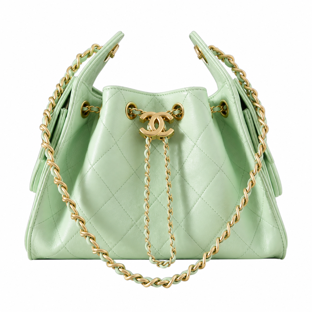 Chanel Classic Quilted Handbag | CC Turn-Lock Rigid Top Handle Chain Strap — 2 Sizes