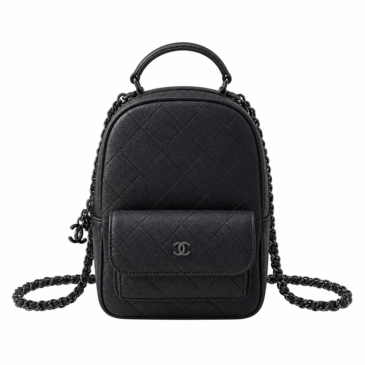 Chanel So Black Quilted Lambskin Mini Chain Backpack 18×13×9cm
