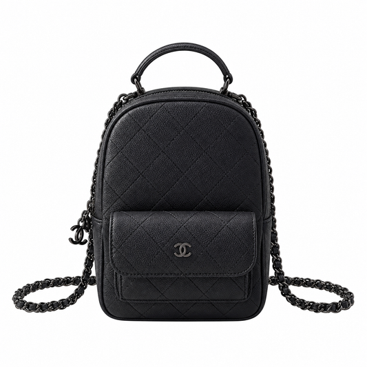 Chanel So Black Quilted Lambskin Mini Chain Backpack 18×13×9cm