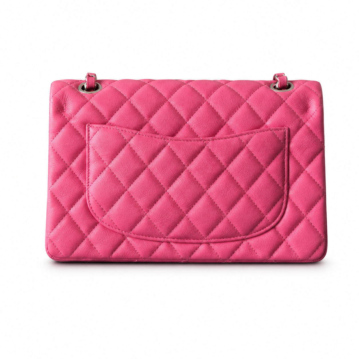 Chanel CC Quilted Lambskin Flap Bag | Hot Pink & Gold Lock — 23cm