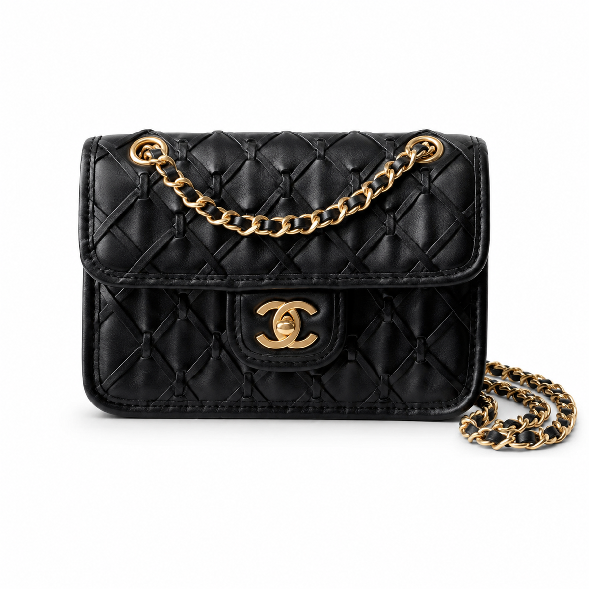 Chanel Black Woven Lambskin Small Flap Bag