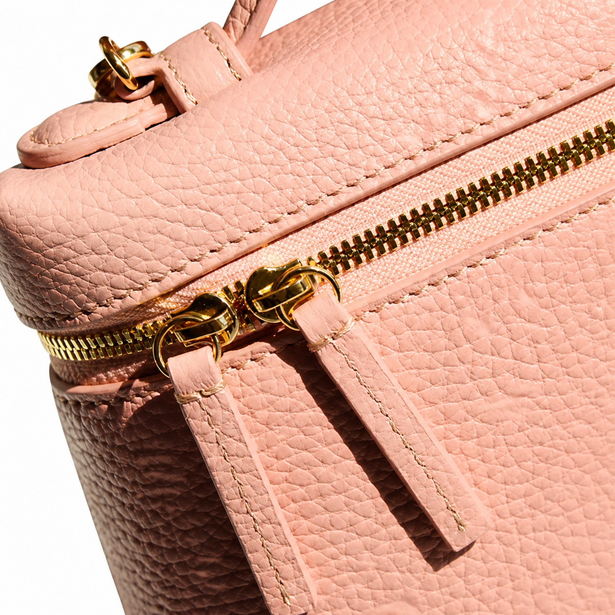 Chanel Blush Pink Caviar Mini Vanity Case | Raised Gold CC & Lobster Clasp Chain — 19cm