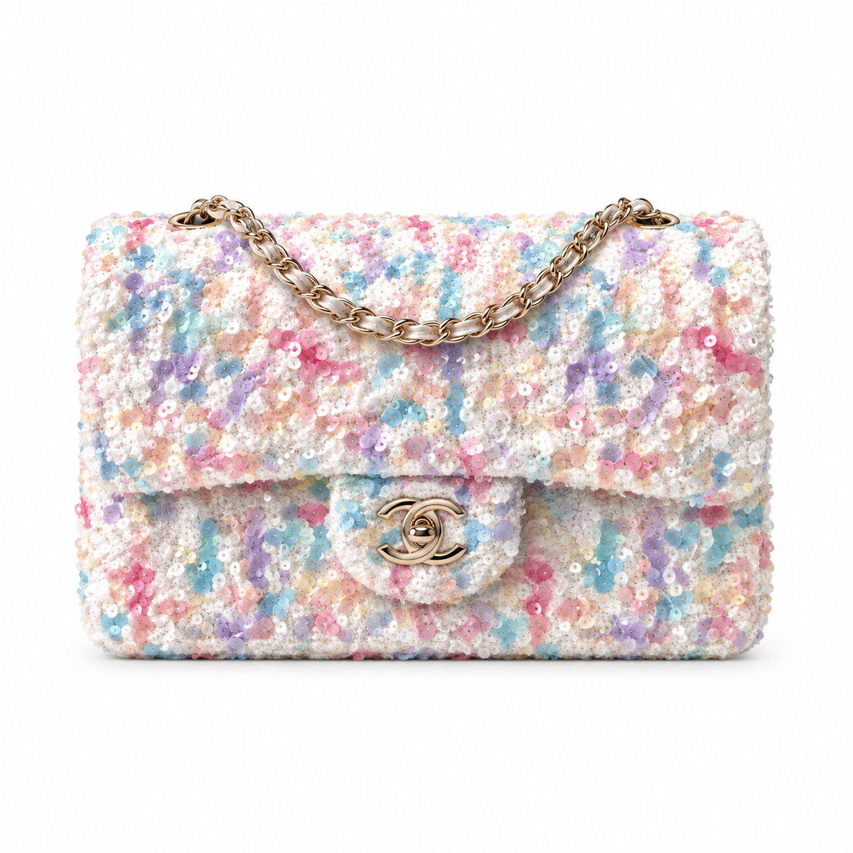 Chanel Sequin Pearl Embellished Mini Bag 14×21×8cm