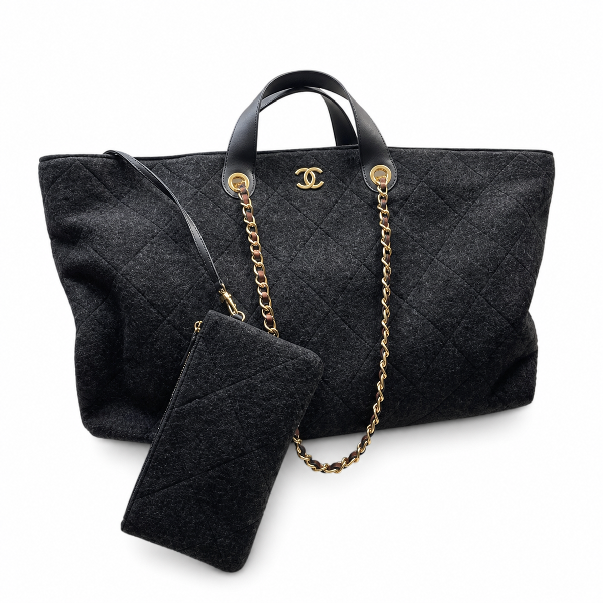 Chanel Large Quilted CC Tote Bag | Chain Handles — 60cm