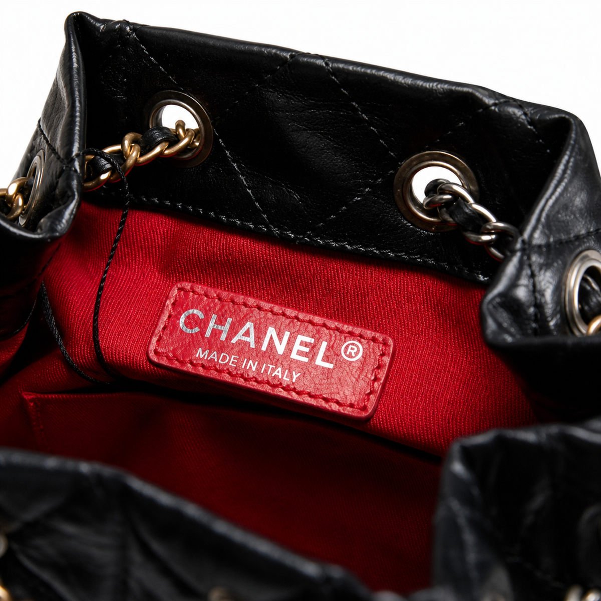 CC Gabrielle Quilted Aged Calfskin Backpack – Black, Mixed Hardware & Chain Straps